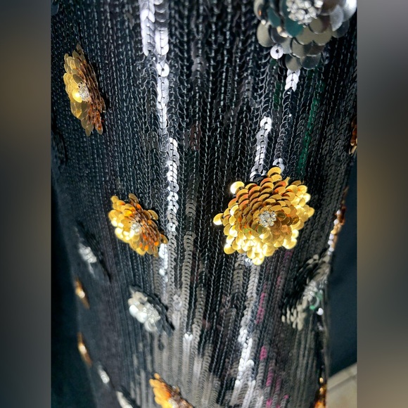 Milly New York Black Strapless Dress with Floral Sequin - Picture 4 of 5